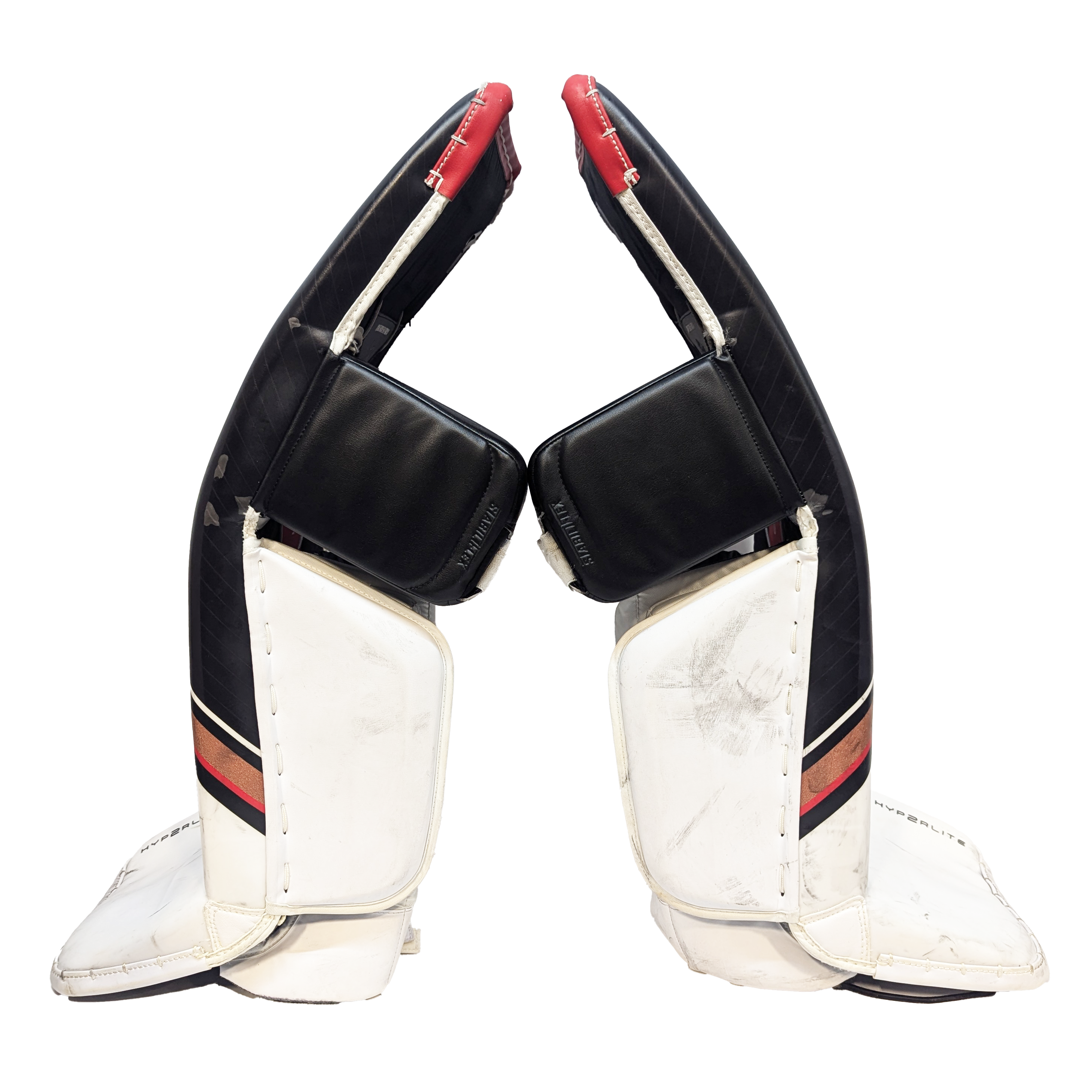 Bauer Vapor Hyperlite 2 - Ensemble de gardien de but complet WHL Pro Stock Senior d'occasion (blanc/noir/beige)